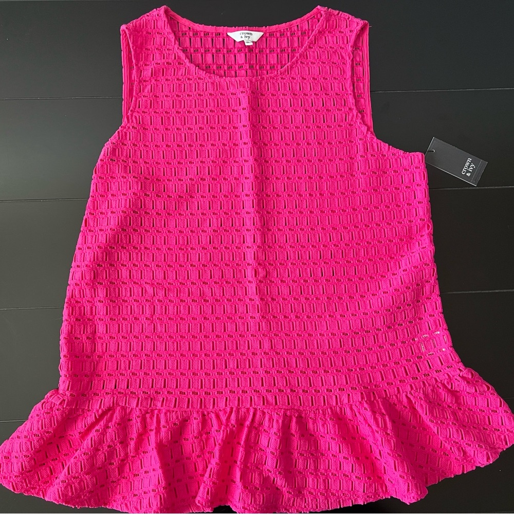NWT Crown & Ivy tank with ruffle edge